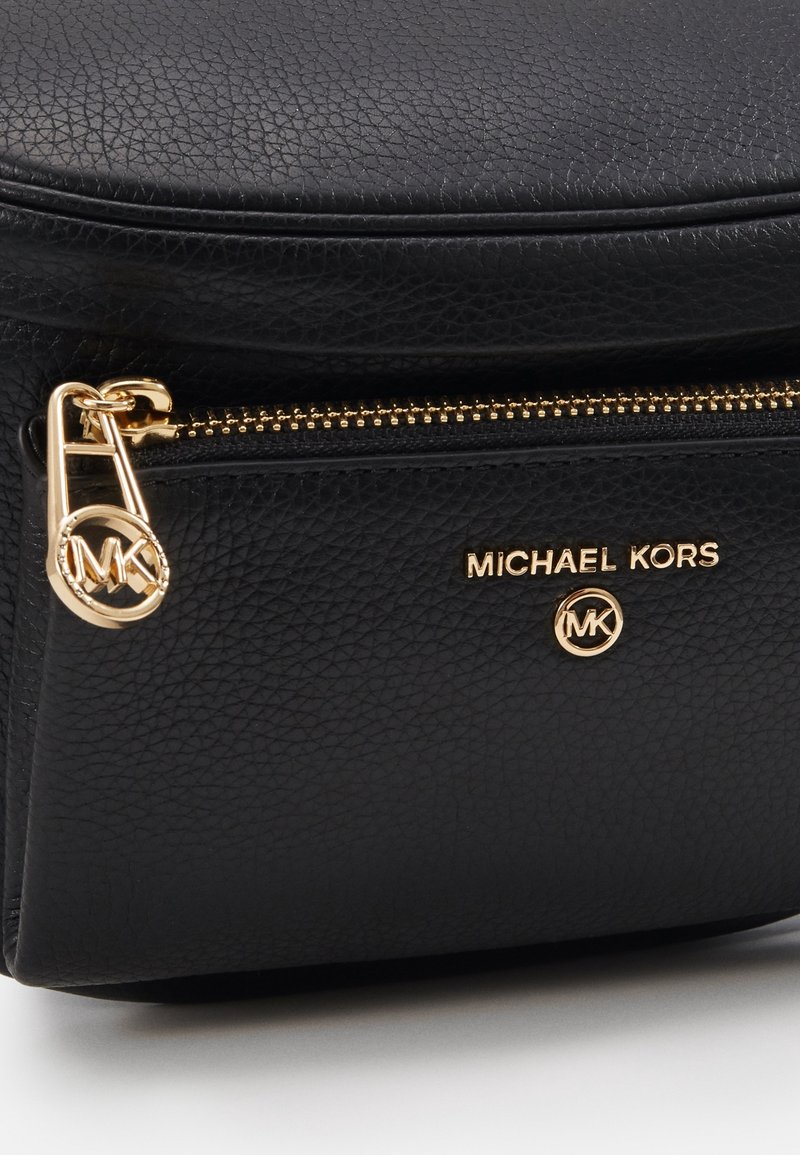 Michael Kors Black Textured Leather Crossbody with Gold MK Logo Michael Kors Jet Set Small Phone Crossbody Bag, Gold-Tone  main image 4