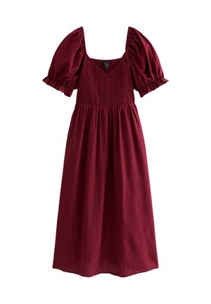 New Look Curves, CURVES BODICE PUFF SLEEVE MIDI - Robe longue - burgundy
