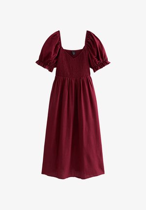 New Look Curves, CURVES BODICE PUFF SLEEVE MIDI - Robe longue - burgundy