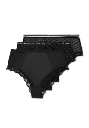 3PACK LACE & MESH HIGH WAISTED BRAZILIAN KNICKERS - Trusser - black
