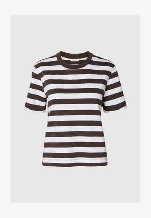 Selected, SLWESSENTIAL - T-Shirt print - delicioso stripes bright white - wide