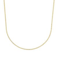 Collar de cadena metálica dorada con un diseño de eslabones redondos y delgados. La cadena tiene una textura suave y un brillo uniforme a lo largo de toda su longitud.