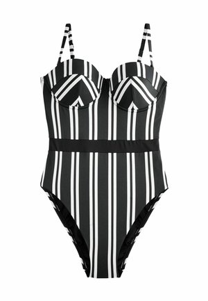 CUPPED WIRED TUMMY CONTROL - 
REGULAR FIT - Maillot de bain - black white stripe