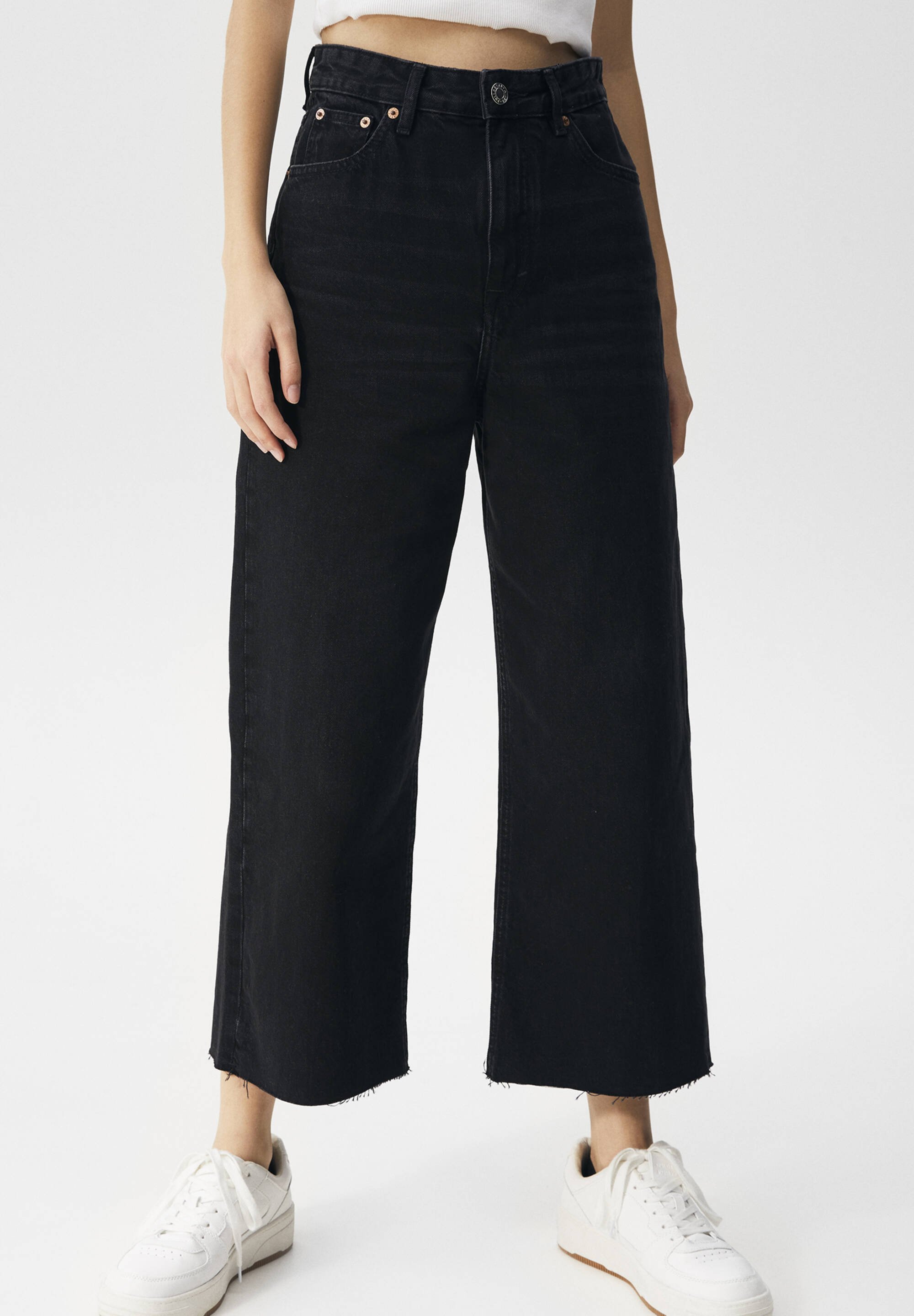 PULL\u0026BEAR CULOTTE RELAX FIT - Jeans a zampa - mottled black/nero-screziato  - Zalando.it