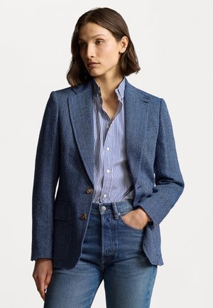 HERRINGBONE LINEN BLEND BLAZER - Blazer - blue