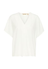 Top bianco a maniche corte con scollatura a V. Realizzato in tessuto leggero e morbido, presenta una vestibilità rilassata e una caduta delicata.
