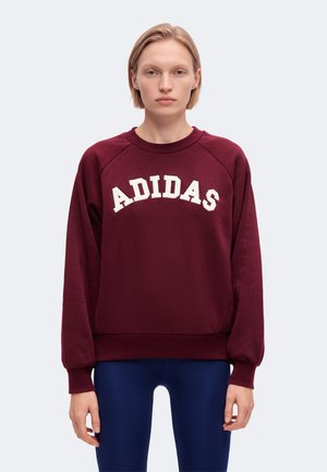 adidas Sportswear, WOMEN 3 STRIPES CREW - Суитшърт - maroon/off white