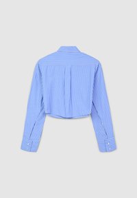 Calliope CROP A RIGHE - Camicia - var celeste