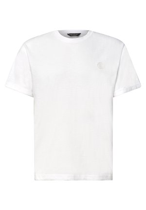 Street One MEN, T-SHIRT WITH ROUND NECK AND TURN-UP-DETAIL, biały