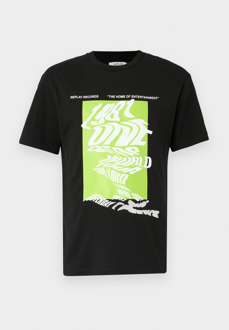 Replay T-shirt print zwart