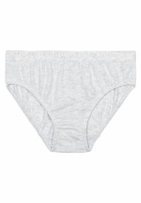 Sottotutti grigi in cotone con una texture liscia, fascia elastica in vita e un taglio classico. Design minimalista senza motivi o accenti.