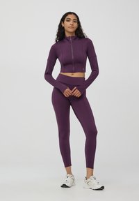 Terranova CROP - Felpa con zip - viola scuro