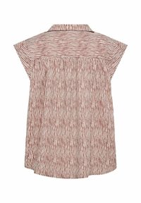 Gestreepte kortarmige shirt in rood en wit. Lichtgewicht stof, achterkant met plooiDetail, kraaghalslijn en een losse pasvorm.