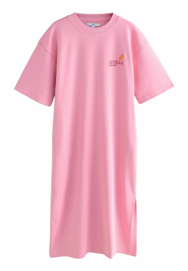 PETITE FIT - SHORT SLEEVE CREW NECK  BACK GRAPHIC MIDI  - Jerseykleid