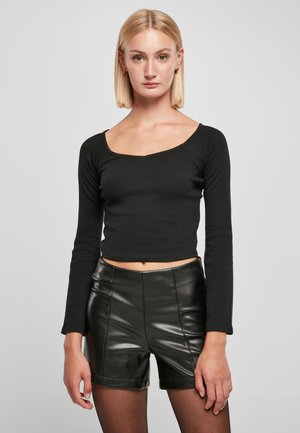 Urban Classics SHORT RIB WIDE V NECK LONGSLEEVE - Pitkähihainen paita - black