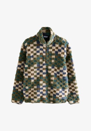 Next ZIP NECK FIT - PRINTED - Polárpulóver - blue tan checkerboard