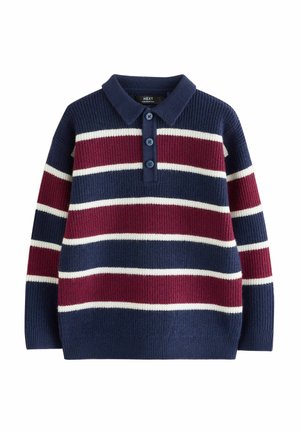 Jumper - navy blue burgundy stripe