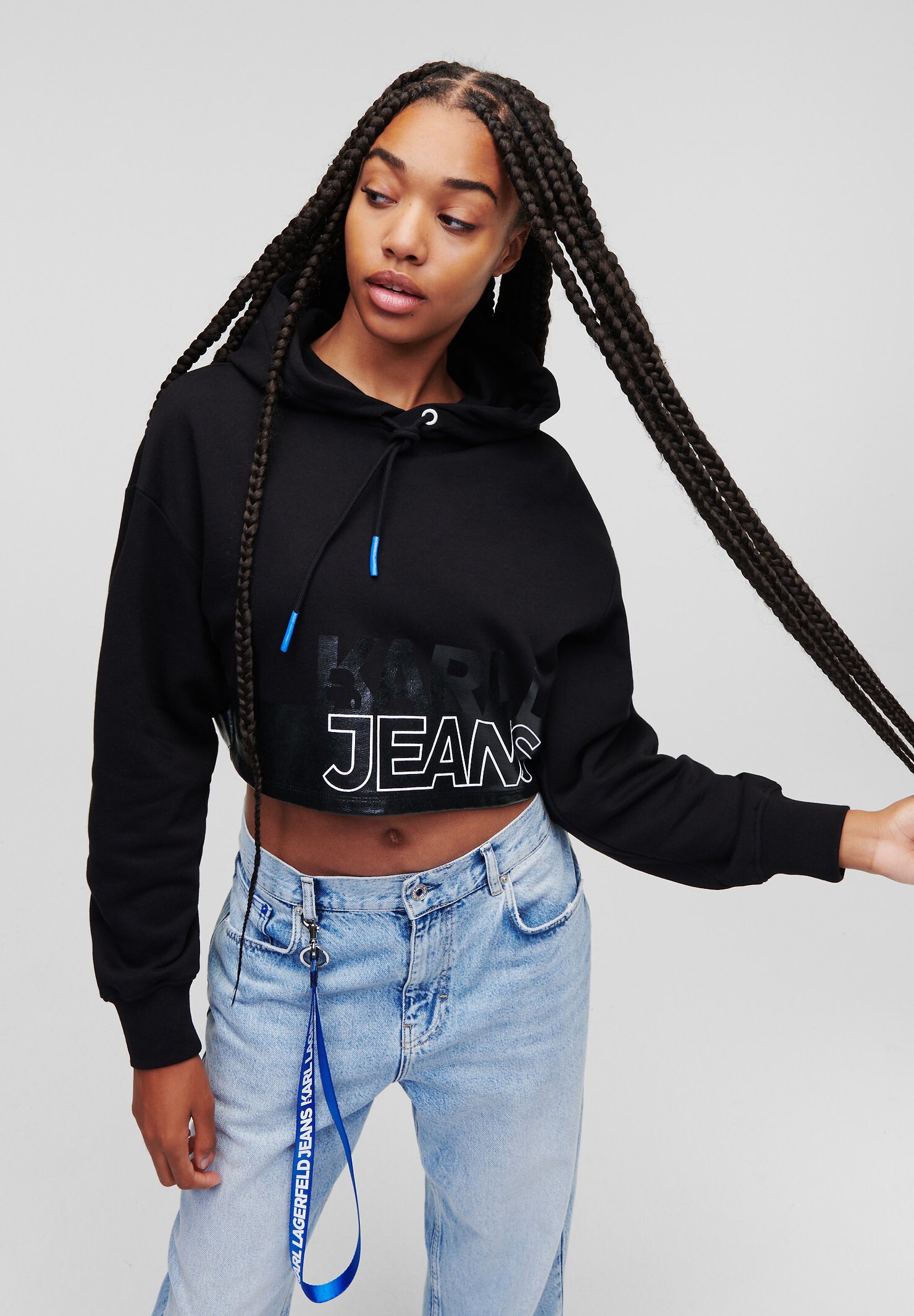 Karl Lagerfeld Jeans CROPPED BIG LOGO HOODIE - Sweatshirt - black -  Zalando.ie