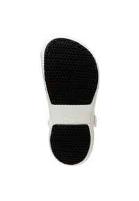Fekete gumi talpú cipő, texturált felülettel, fehér oldalfalakkal és logónyomattal. Ívelt orrú és ergonomikus kialakítású.