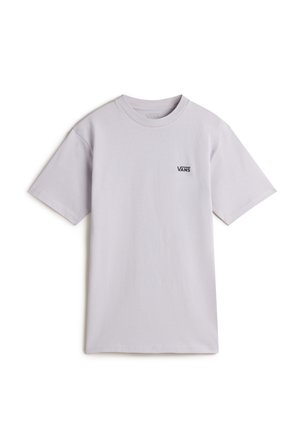 Light lavender short-sleeve t-shirt made of cotton, featuring a small black Vans logo on the left chest area. Classic crew neckline.
