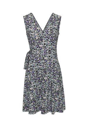 Jerseykleid - lila/türkis/creme geblümt
