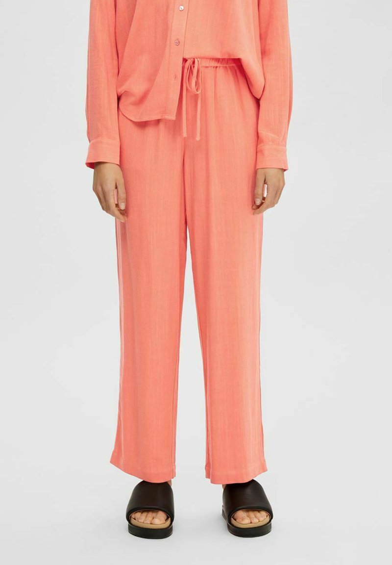 Selected Femme SLFVIVA GULIA LONG SUN PANT - Stoffhose - emberglow