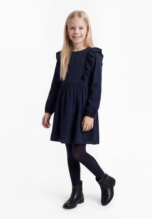 Tommy Hilfiger FESTIVE RUFFLE LONG SLEEVE A-LINE DRESS - Denné šaty - dark night navy