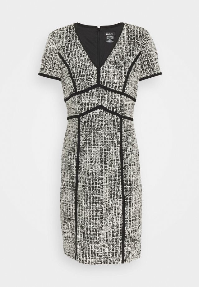 SHIFT WITH PIPING - Robe fourreau - black/ivory