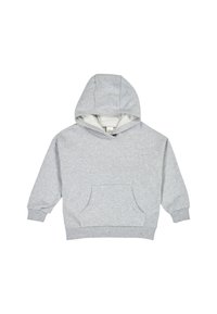 Szara bawełniana bluza z kapturem, z przednią kieszenią typu kangur, ściągaczami przy rękawach i na dole, z podszewką w kapturze i miękkim wnętrzem dla zapewnienia ciepła.
