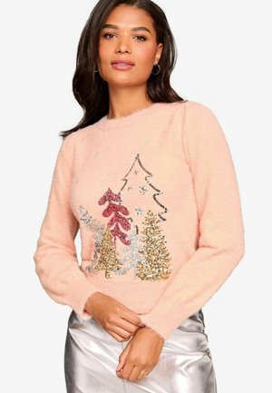 CHRITMAS SLOGAN CREW NECK- REGULAR FIT - Pullover - pink chritsmas tree