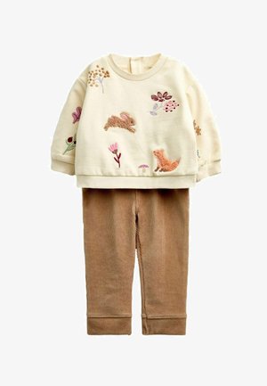 JoJo Maman Bébé, SWEATSHIRT & LEGGINGS SET - Sweatshirt - cream woodland