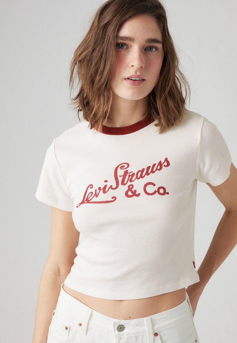Levi's® ESSENTIAL SPORTY TEE - Printtipaita - archival script egret/sun-dried tomato