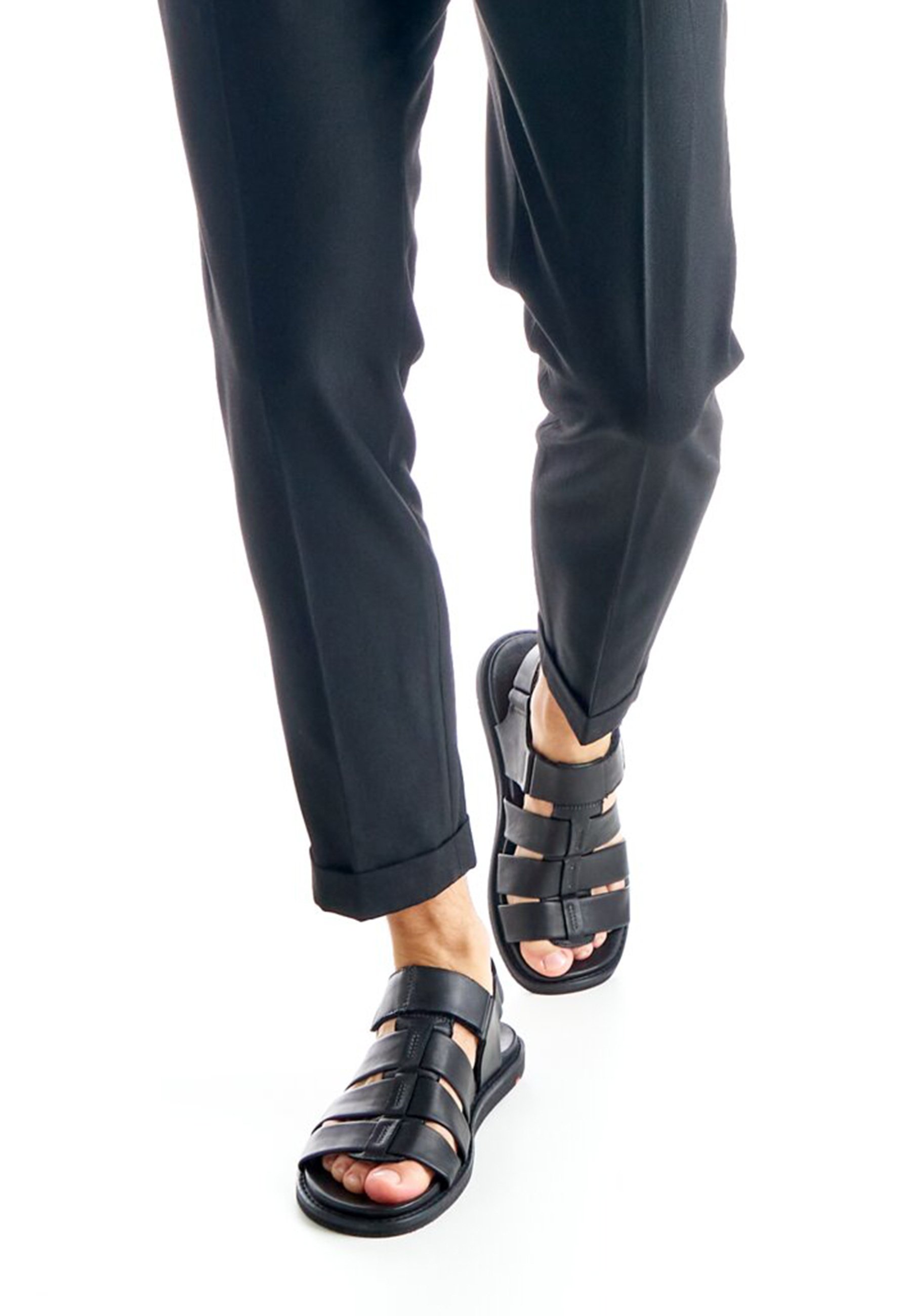 Relife Jolivia Sandali Donna – Infradito In Pelle Sintetica, Nero, Tacco Piatto, Cinghia Elastica