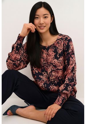 Kaffe BPJANETTE LONG SLEEVE TUNIC - Blouse - black red tones berry