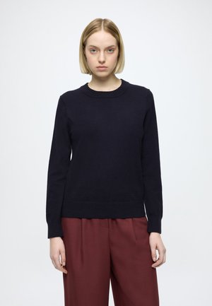 KNIT PULLOVER, LONGSLEEVE, ROUND NECK - Maglione - dark blue melange_02