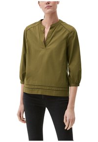 s.Oliver LONGSLEEVE MIT SPITZEN-DETAILS - Camicetta - olivgrün