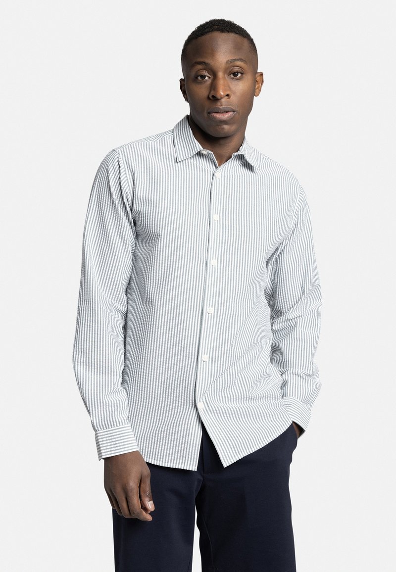 Redefined Rebel ELIO - Vapaa-ajan kauluspaita - dark green/white