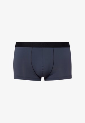 Boxer breifs grigio scuro realizzati in tessuto liscio con una vestibilità aderente. Presentano un morbido elastico nero con il nome del marchio in rilievo.
