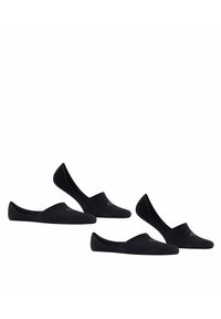 Calzini no-show neri con un design elegante e senza cuciture, texture in tessuto morbido e aperture elastiche per una vestibilità sicura.