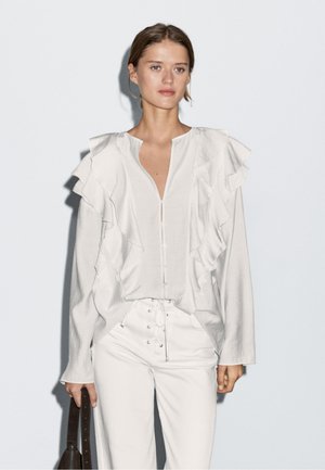 Massimo Dutti FLOWING GARMENT WITH RUFFLES - Blouse - white