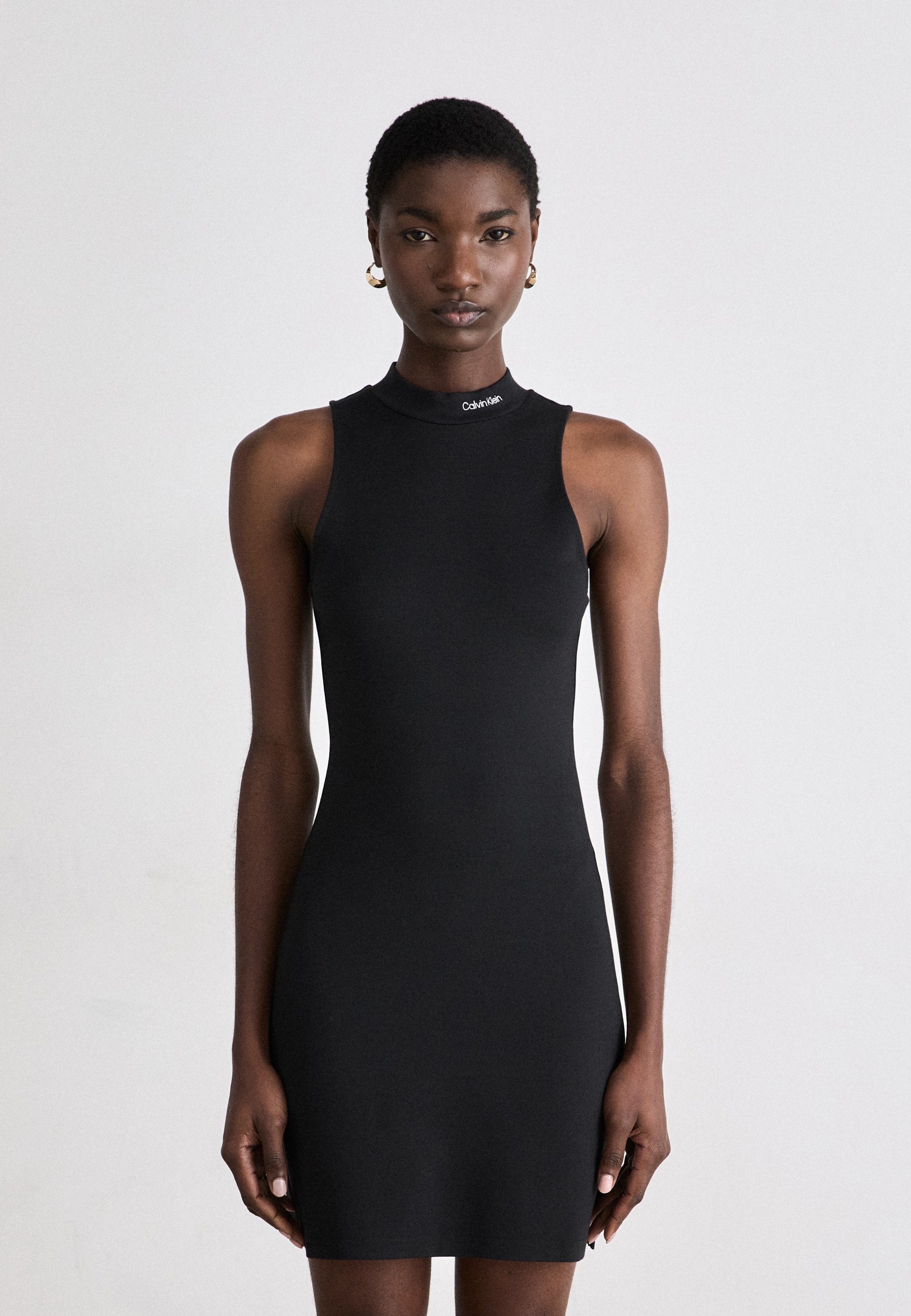 calvin klein black shift dress CALVIN KLEIN Womens Black Zippered Pleated Ruffled Hem Lined Bell Slee   Bobbi + Bricka