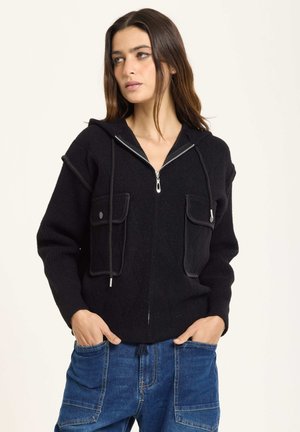 UTILITY ZIP WITH HOOD - Cardigan - black