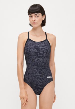 WOMENS SNAKESKIN SWIMSUIT LIGHTDROP BACK - Badpak - black
