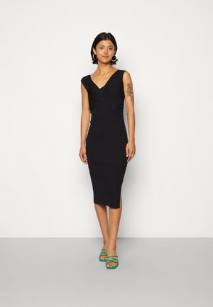 ADDISON TWIST FRONT DRESS - Vestido de malha - black