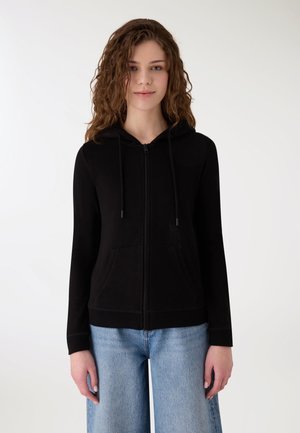 TINTA UNITA CON CAPPUCCIO - Felpa con zip - nero