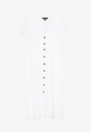 NECK BUTTONED MIDI DRESS - Abito a camicia - white