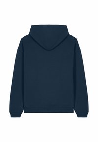 Felpa blu navy con tasca a marsupio, maniche lunghe e cappuccio con lacci. Realizzata in morbido cotone con polsini e orlo a costine.