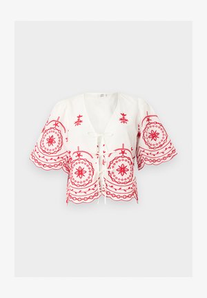 JDY, JDYPOLLY TIE - Blusa - cloud dancer/tomato
