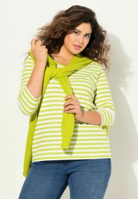 Ulla Popken STRIPED 3/4 SLEEVE  TEE - Langarmshirt - apple green