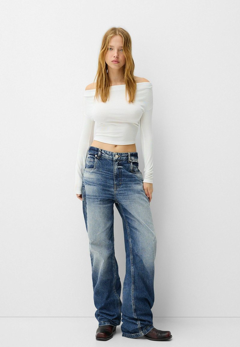 Bershka Relaxed fit jeans donkerblauw Bershka Relaxed fit jeans donkerblauw